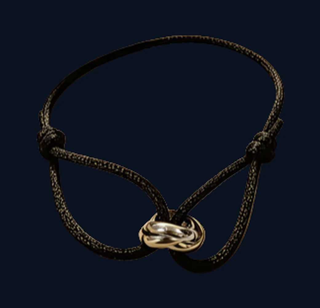 Bracelet Trinité — Schwarz mit Silber-Ring