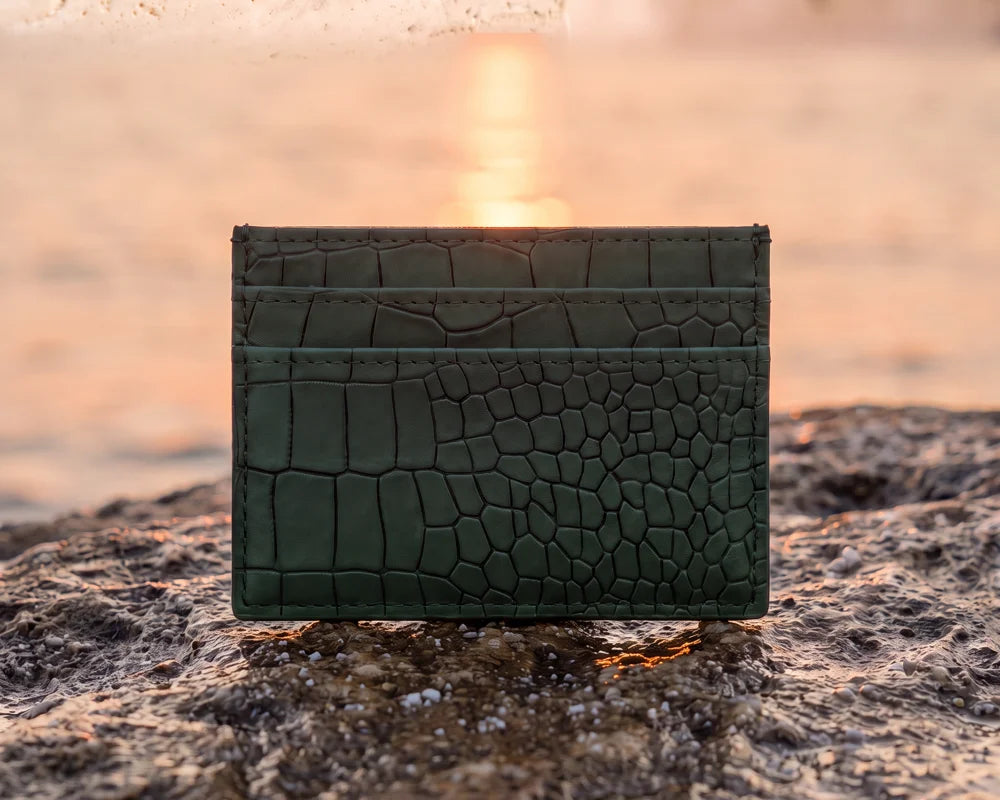 Cardholder Nocturne in Émeraude-Kroko