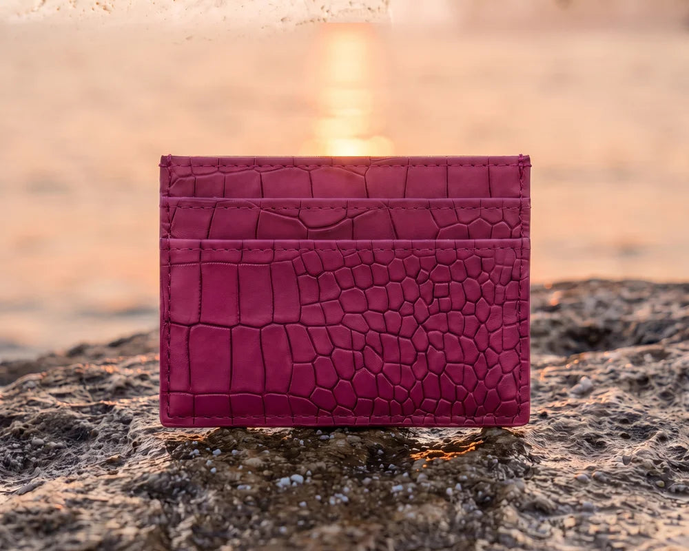 Cardholder Nocturne in Rosé-Kroko