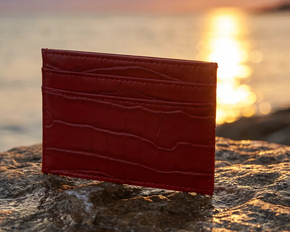 Cardholder Nocturne in Bordeaux-Kroko